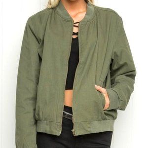 Brandy Melville Olive Green Kasey Bomber